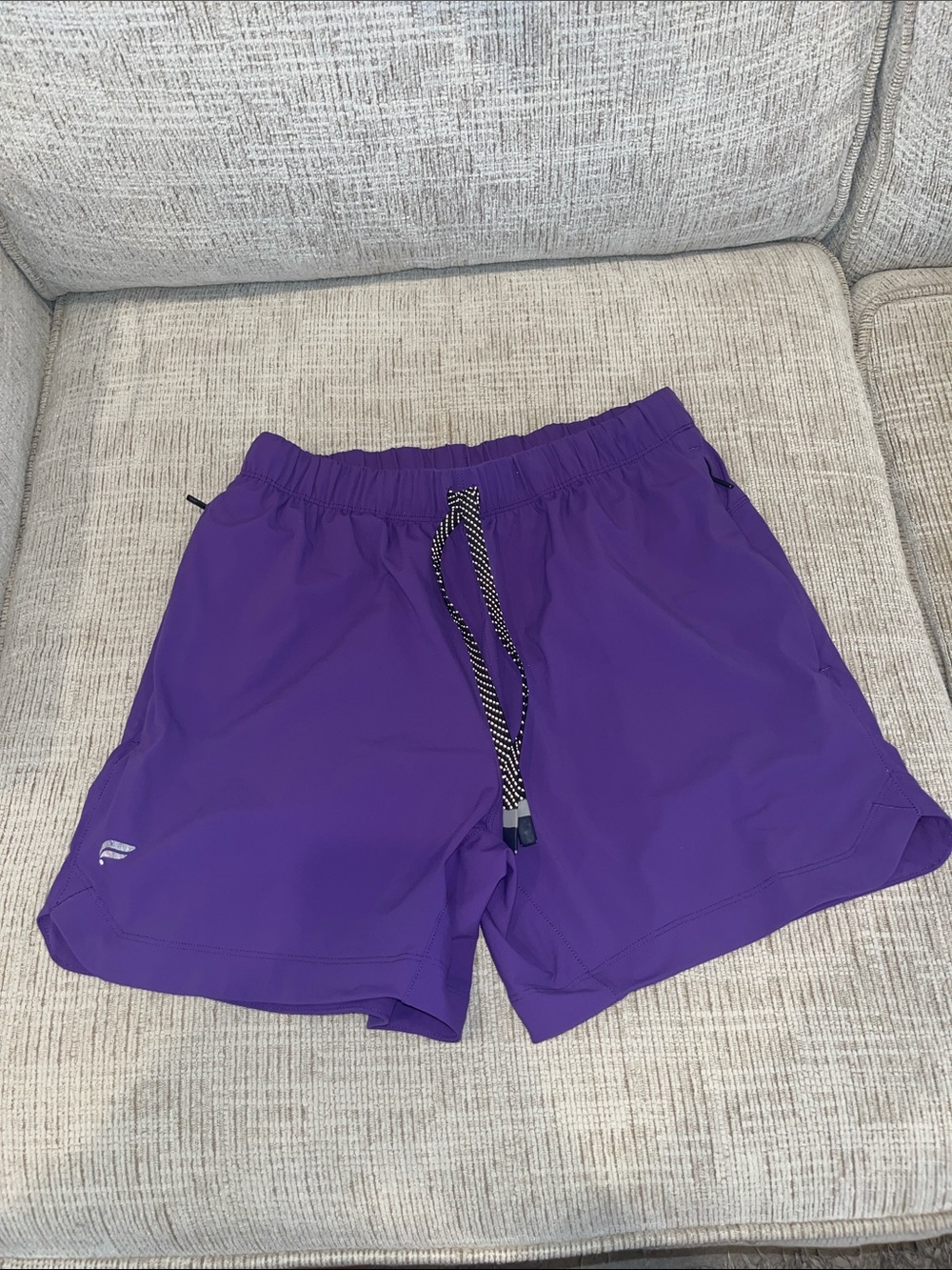 Fabletics Deep Purple Athletic Shorts with Drawstring mens small